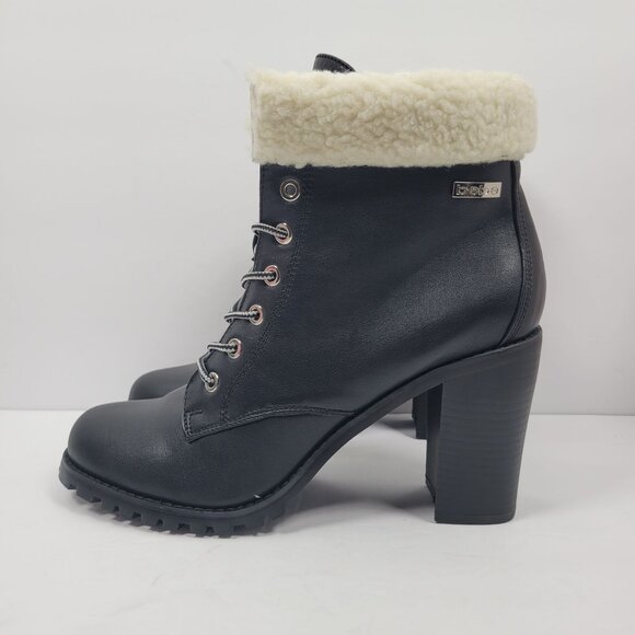 Bebe Kimmberly Women's Black Ankle High Laced Chunky Heels Boots US Size 11 NWOT - Picture 2 of 12